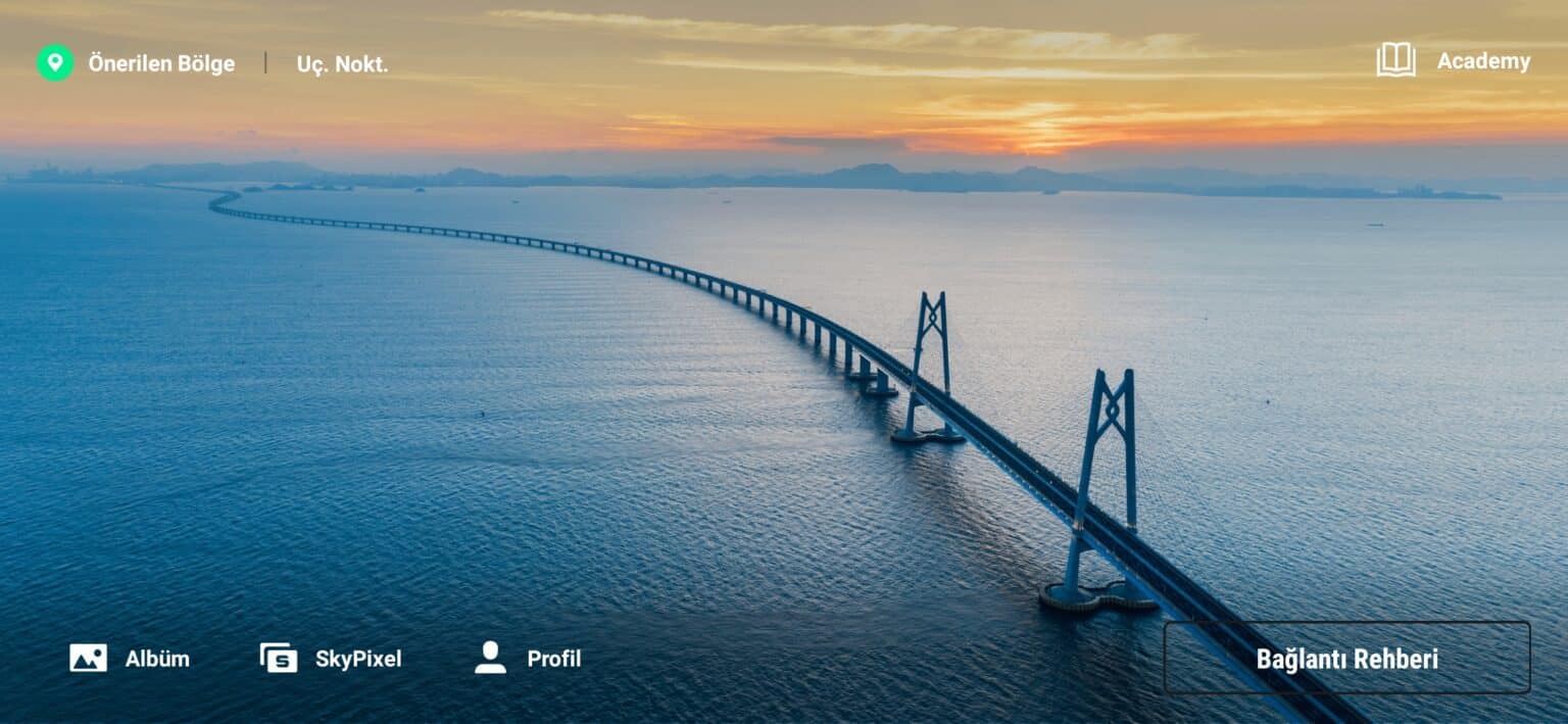 DJI Fly uygulaması ana ekranı