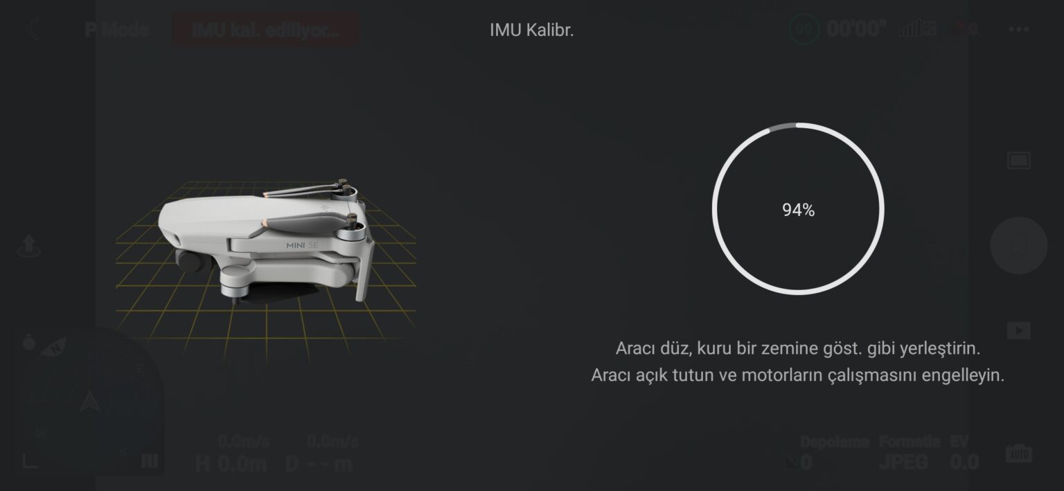 Güvenlik menüsü altında IMU Kalibre Et seçeneği